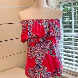 Lilly Pulitzer strapless ruffle shirt